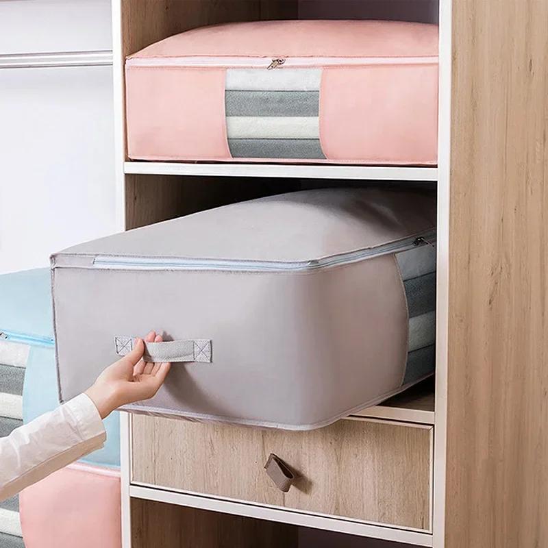 Foldable Storage Bag Non-Woven Clothing Organizer Wardrobe Closet Clothes Organizer Pillow Quilt Blanket Home Storage Bags