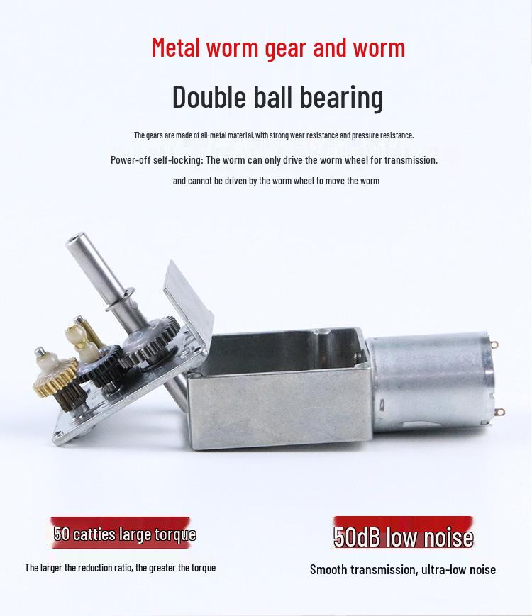 JGY370 Dual-axis DC Geared Motor: Miniature Worm Gear High Torque Motor (24V/12V/6V)
