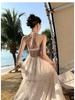 Floral French Halter Backless Summer Maxi Dress for Women