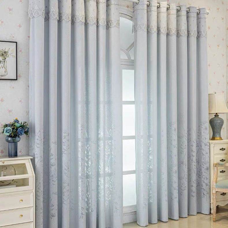 Semi Blackout Curtain Fashion Vine Leaf Pattern Embossed Tulle European Simple Elegant Romantic Durable for Living Room Decor