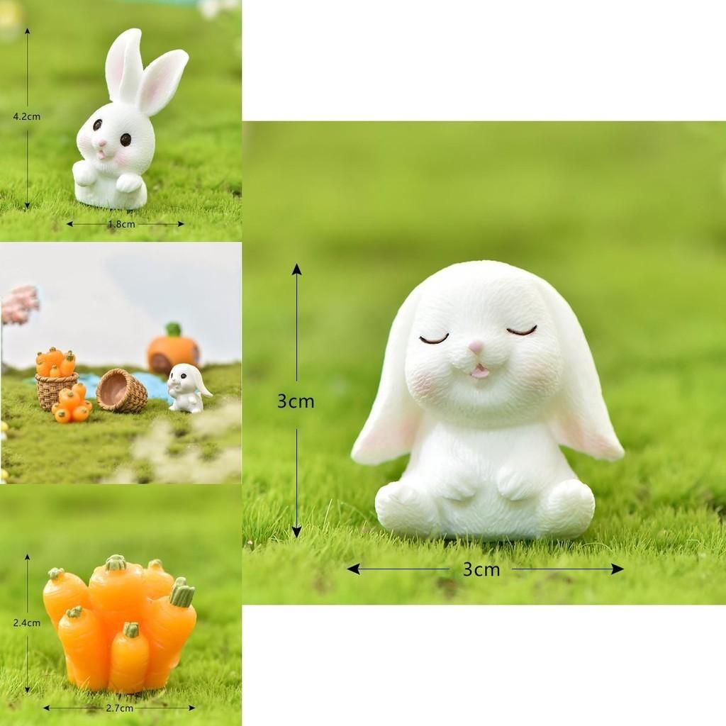 Charming Rabbit Eat Carrot Diy Resin Figurine For Exquisite Micro Landscape Decoration