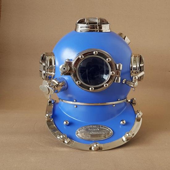 

45.72 cm Blue Scuba Diving Helmet Mark V Deep Diving Divers Helmet Home, Office Decor