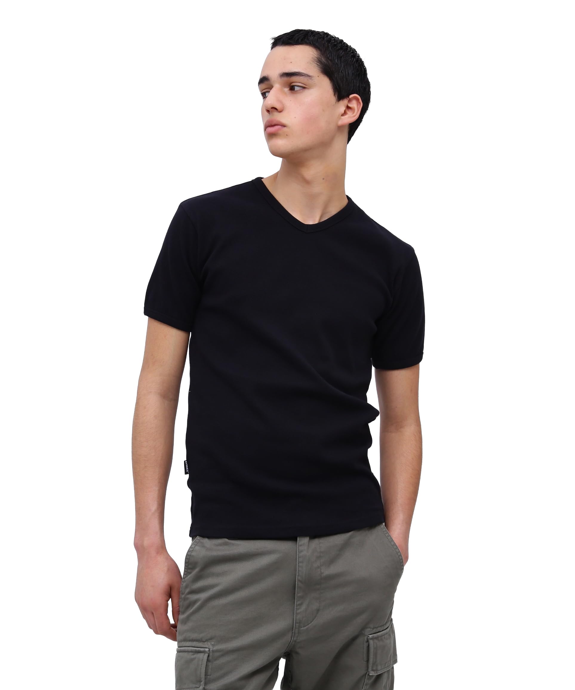 AVIREX DAILY RIB V-NECK TEE 6143501 men s XL black