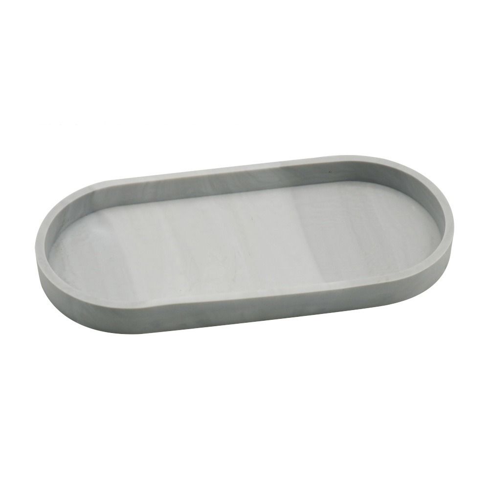 

Прямоугольный/Овальный Поднос для столешницы в ванной комнате Гибкая тарелка для хранения у раковины Поднос для мыльницы Безделушка 25x11cm-Marbled Oval