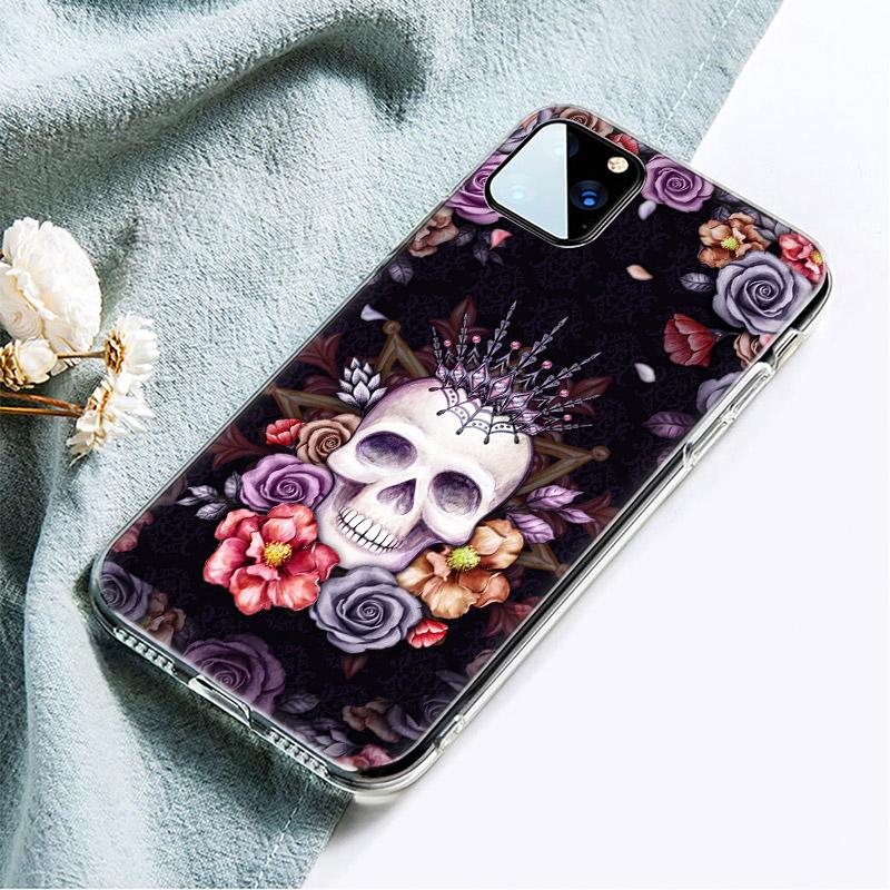 

Силиконовый чехол для телефона с черепом и катринами для Apple iPhone 13 12 Mini 11 Pro XS Max X XR 6 6S 7 8 Plus 5 SE 2020, роскошный мягкий чехол iPhone 13 Pro Max