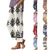 Damen Casual Mode Bedruckte Hose mit geradem Bein Hose mit Taschen