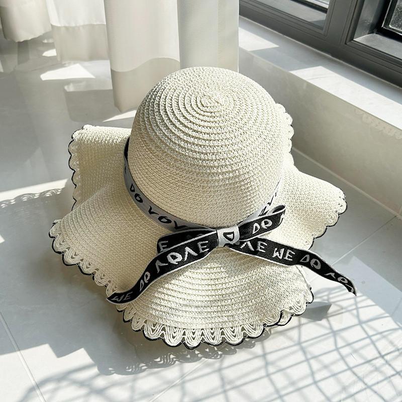 Stylish Big Brimmed Straw Hat With Bow Perfect For Summer Travel And Vacation