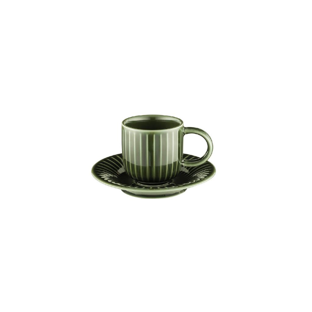 Istanbul Porzellan Lev Set mit 6 Kaffeetassen Grün 90 ml