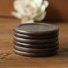 Round Black Walnut and Beech Wood Coasters, 6-Piece Set – Heat-Resistant Placemats for Coffee and Tea Cups