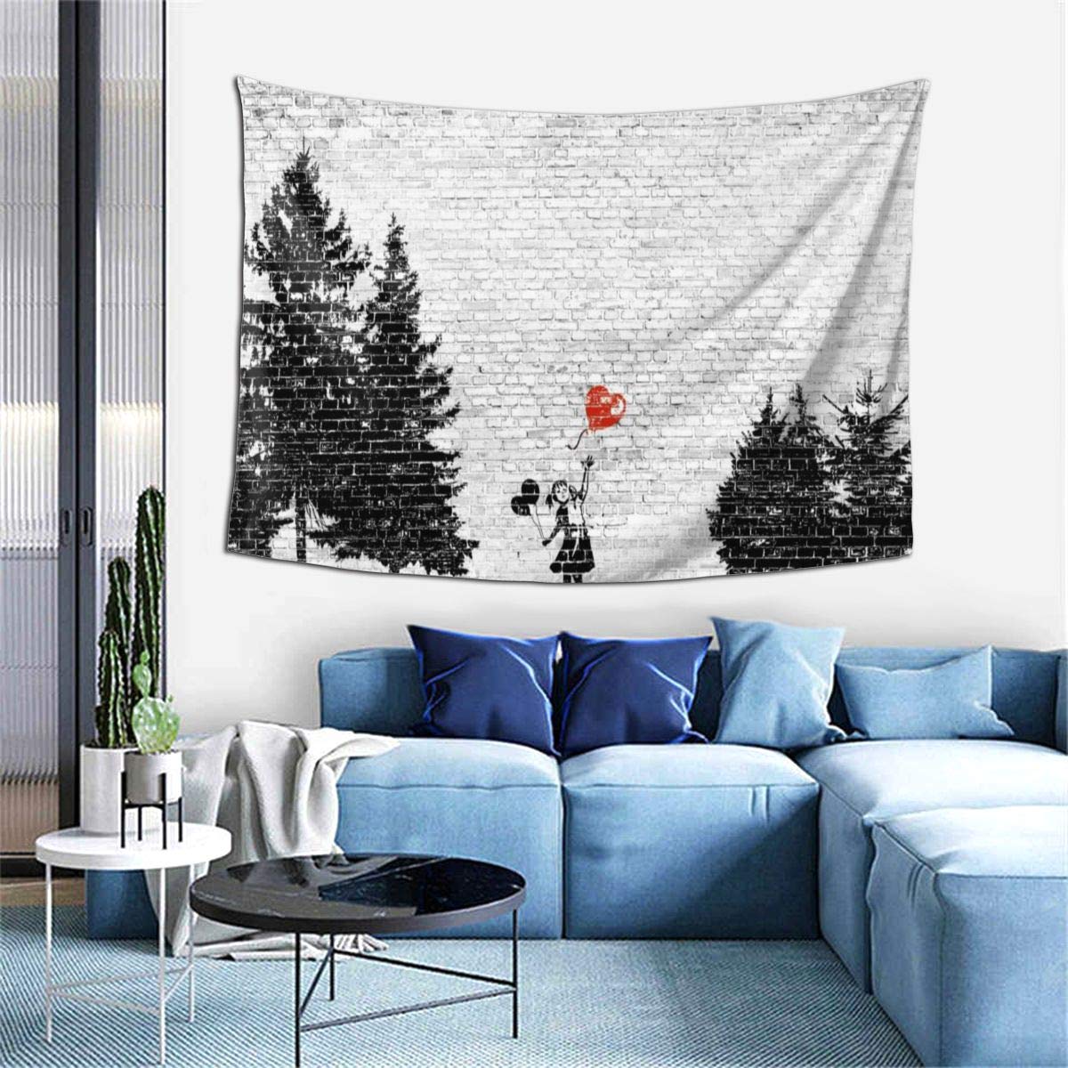 

Tinbot Tapestry Banksy Street Flying Balloons Wall Hanging Decorative Cloth Decoration Supplies New Home Decoration Poster Canvas Painting Stylish