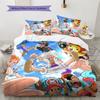 Monkey D. Luffy Muster Bettwäsche Bettdecke Set Bettbezug Kissenbezug Zuhause Geburtstagsgeschenk(1 Bettbezug + 2 Kissenbezüge, ohne Füllung)