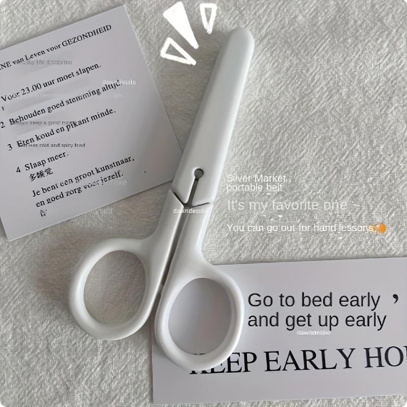Mini white Scissors, Portable Stainless Steel Blade Paper Cutter, Handmade Stationery, Office
