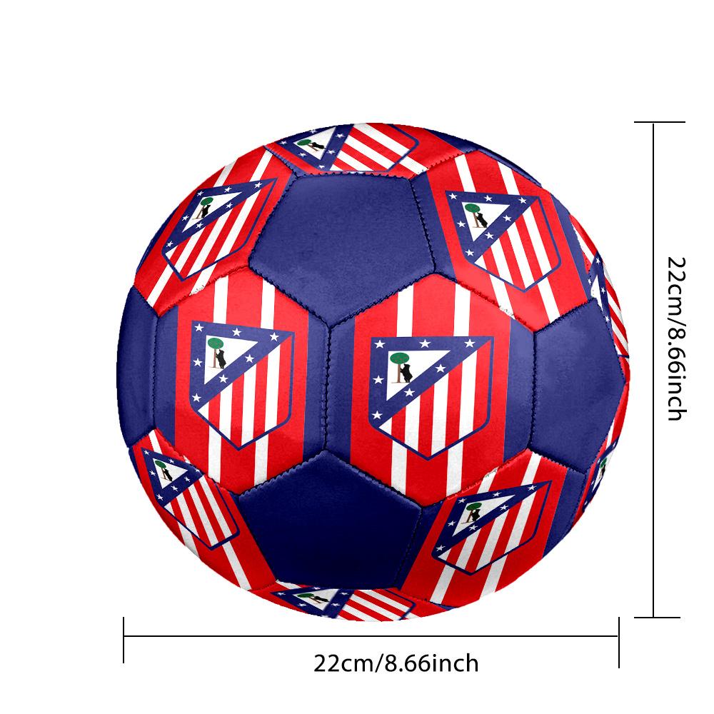 Pallone da Calcio Indoor Logo Atletico Madrid Colorato Per Tutte le Età Misura 5 Cucito a Macchina PVC Pronto per la Competizione Resistente Alta Rimbalzabilità