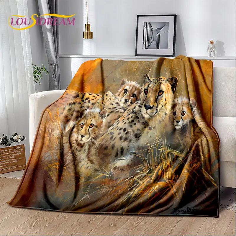 3D-Cartoon-Tiger, Wolf, Löwe, Leopard, Tier, Plüschdecke, Flanelldecke, Überwurf, Decke für Wohnzimmer, Schlafzimmer, Bett, Sofa, Picknick