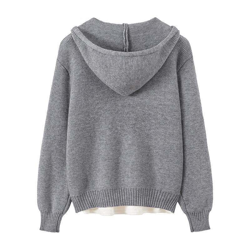 Women's Hooded Faux Two-Piece Knit Top