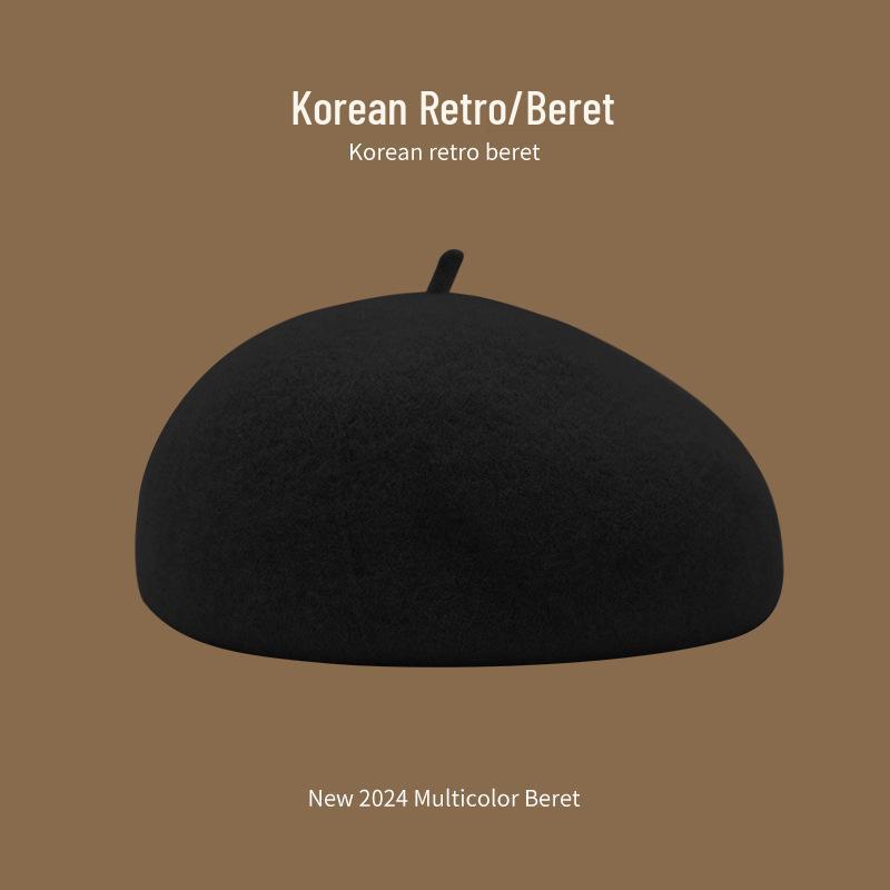 Korean Style Women's Wool Knit Beret – Warm Retro Octagonal Hat