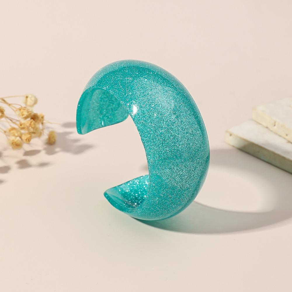 Retro Jelly Color Wide Bracelet Minority Design Geometric Irregular Bangle  Daily