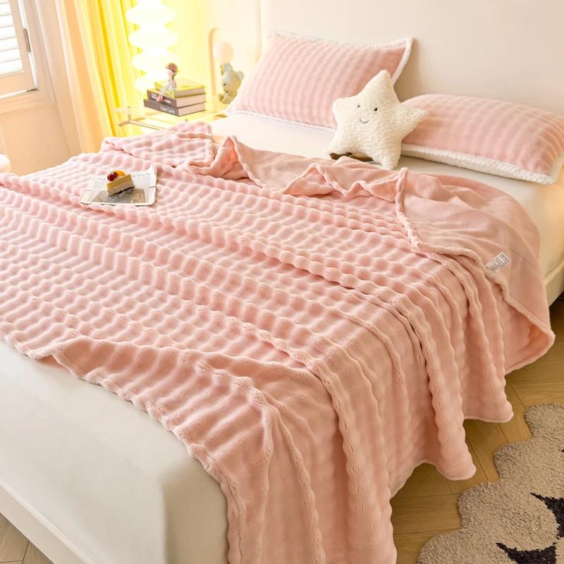 Plush Flat Bedsheet Skin-friendly Bed Linen Solid Color Flat Sheet Home Warm Blankets  (No Pillowcase)