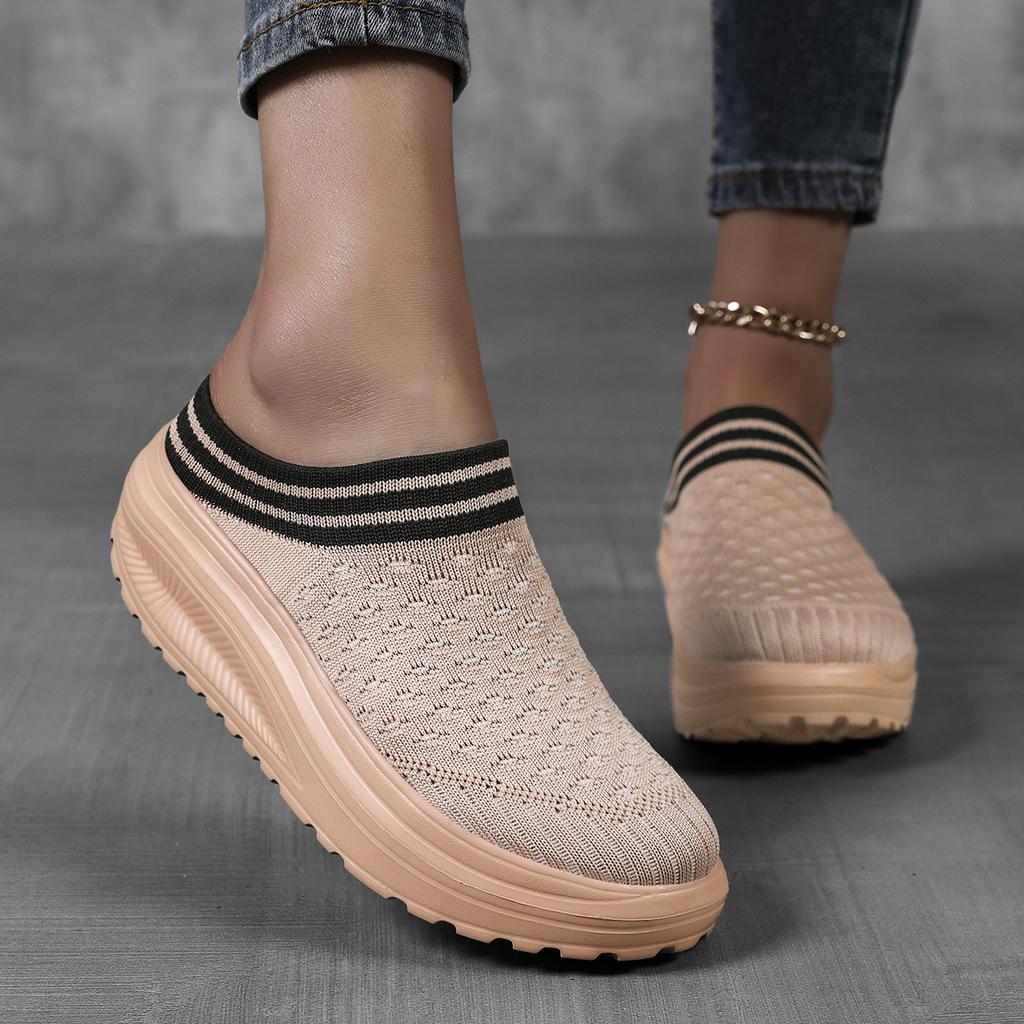 TUINANLE Platform Thick-soled Slippers for Women Retro Wear Half-slippers Spring and Autumn Casual Comfortable One-foot  Shoes