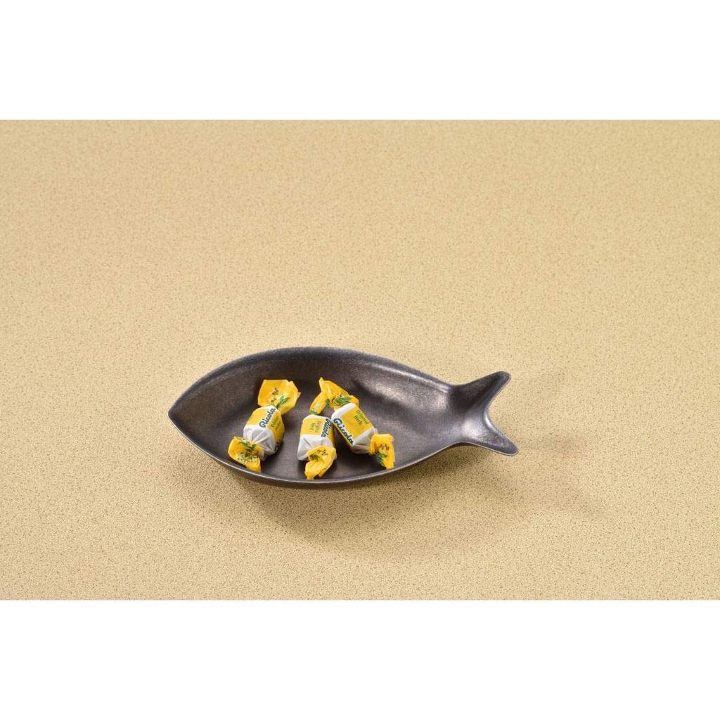 Czarna Vintage Inox Talerz na Rybę, 160mm, Wyprodukowano w Japonii, BLACK VINTAGEINOX, Idealny do Kawiarni i Restauracji, Kształt Ryby, Niełamliwy, Można myć w zmywarce