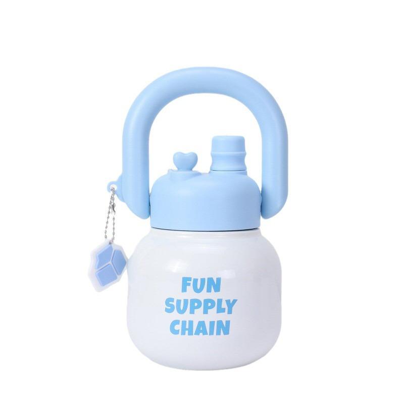 Internet celebrity round fat small pier pier big lifting ring double mouth portable kettle girl love pendant mini water cup can be printed logo