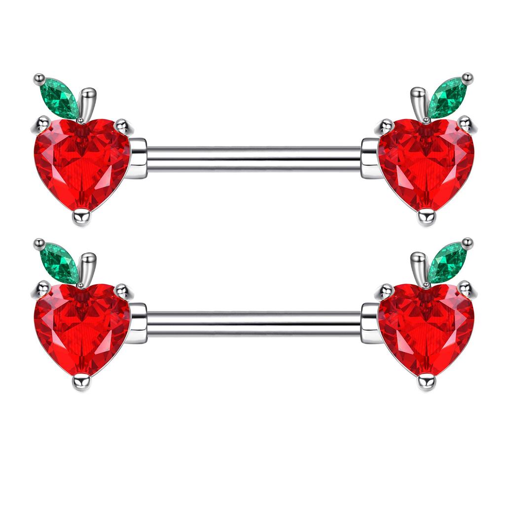Red Series Diamond Nipple Rings - Love, Moon, and Flower Designs