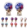 Women Girls Double Side Dry Flower Rhinestone Glass Stud Earrings Crystal Ball Ear Pin Jewelry Accessories