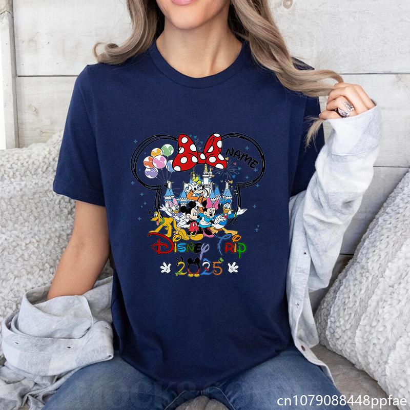 

2025 New Disneyland Mickey Friends Printed T-Shirt Women s Fashion Casual Comfortable T-Shirt Tops 4XL