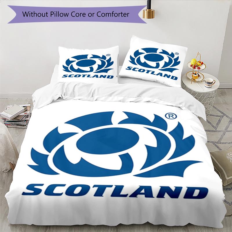 3pcs Scotland Rugby Bedding Set Duvet Cover Closure Includes 1 Duvet Cover & 2 Pillowcases, Soft and Comfortable for All Seasons.