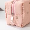 Women'S Cute Bow Quilted Makeup Bag Case Portable Travel Brush Wash Toiletry Bag For Women Cosmetic Organizer Pouch