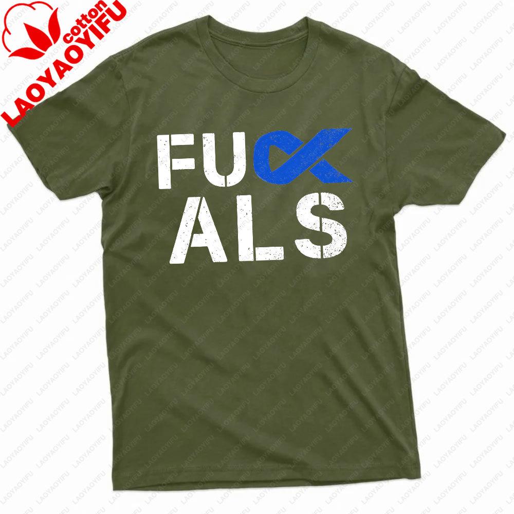 ALS Awareness Month Blue Ribbon Support Squad Fighter Men Women TShirt 2026 ALS Awareness Month Men Outdoor Casual Tshirt S
