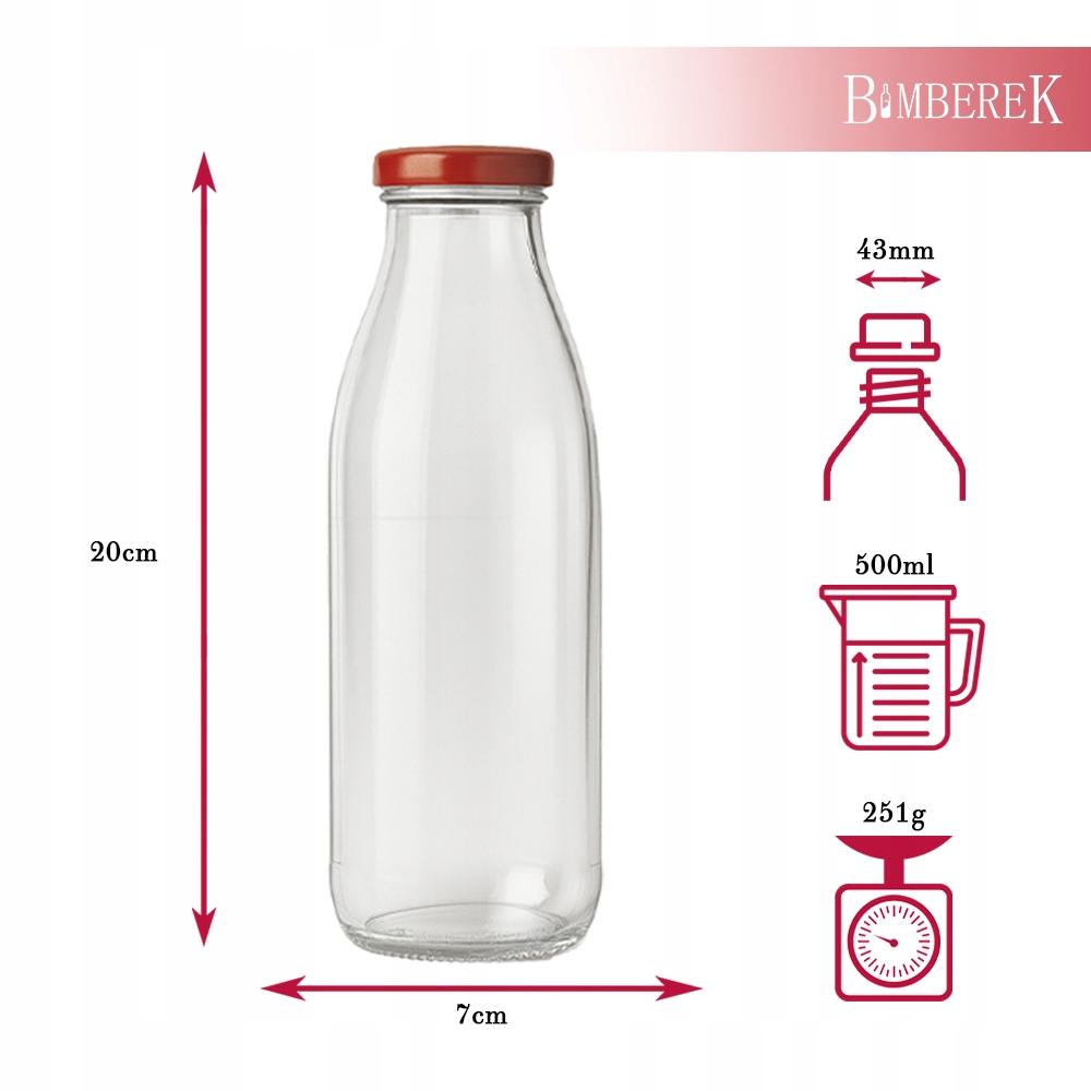 20pcs. Bottles For Juice Kubuś 500Ml Glass Bottle For Juices + Cap 20X