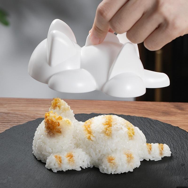 

Cute Cat Rice Ball Mold Baby Kids Food Tool for Sushi білий