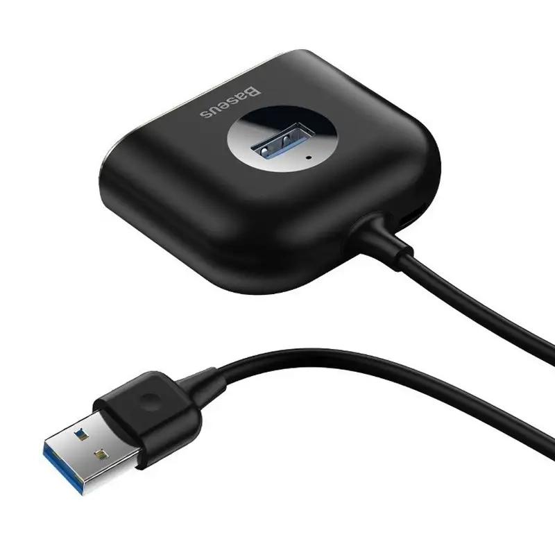 Adapter Usb 4W1 Baseus Square Round, Hub Usb 3.0 Do 1X Usb 3.0 + 3X Usb 2.0, 1M (Black)