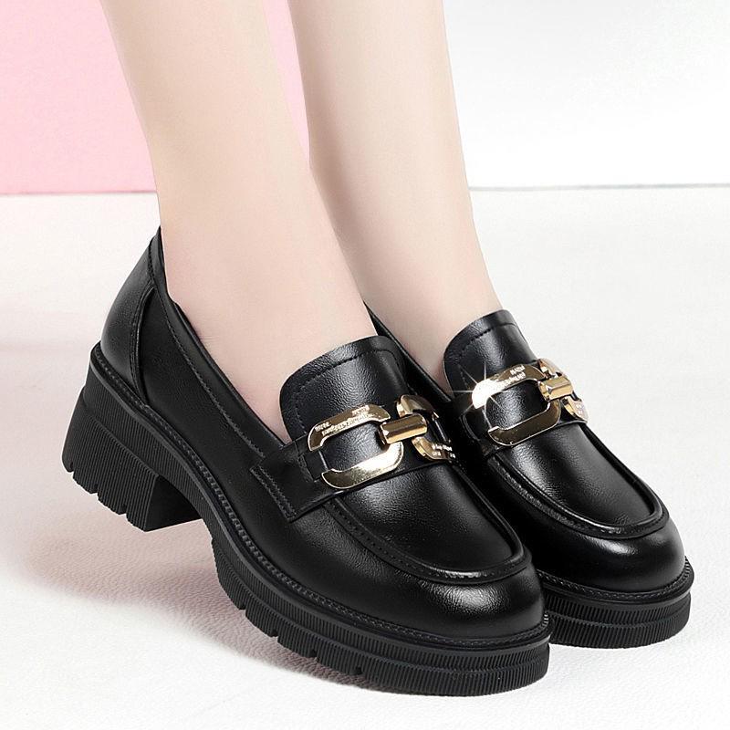 Women's 2024 Spring/Summer Platform Loafers: British-Style, Low-Top, Patent Leather Flats