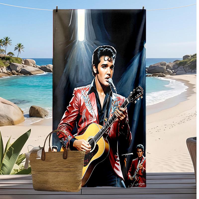 Elvis Presley Toalla de Playa Estampada de Secado Rápido Súper Absorbente Suave Ligera Toalla de Baño para Piscina Viajes de Verano