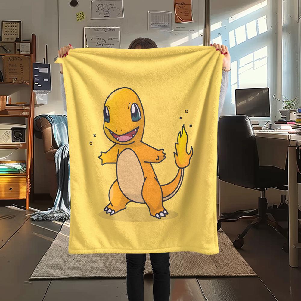 Coperta in Flanella con Fantasia Charmander, Alta Qualità, Confortevole per Tutte le Stagioni, Decorazione per la Casa, Calore e Comfort, Perfetta per Regali.