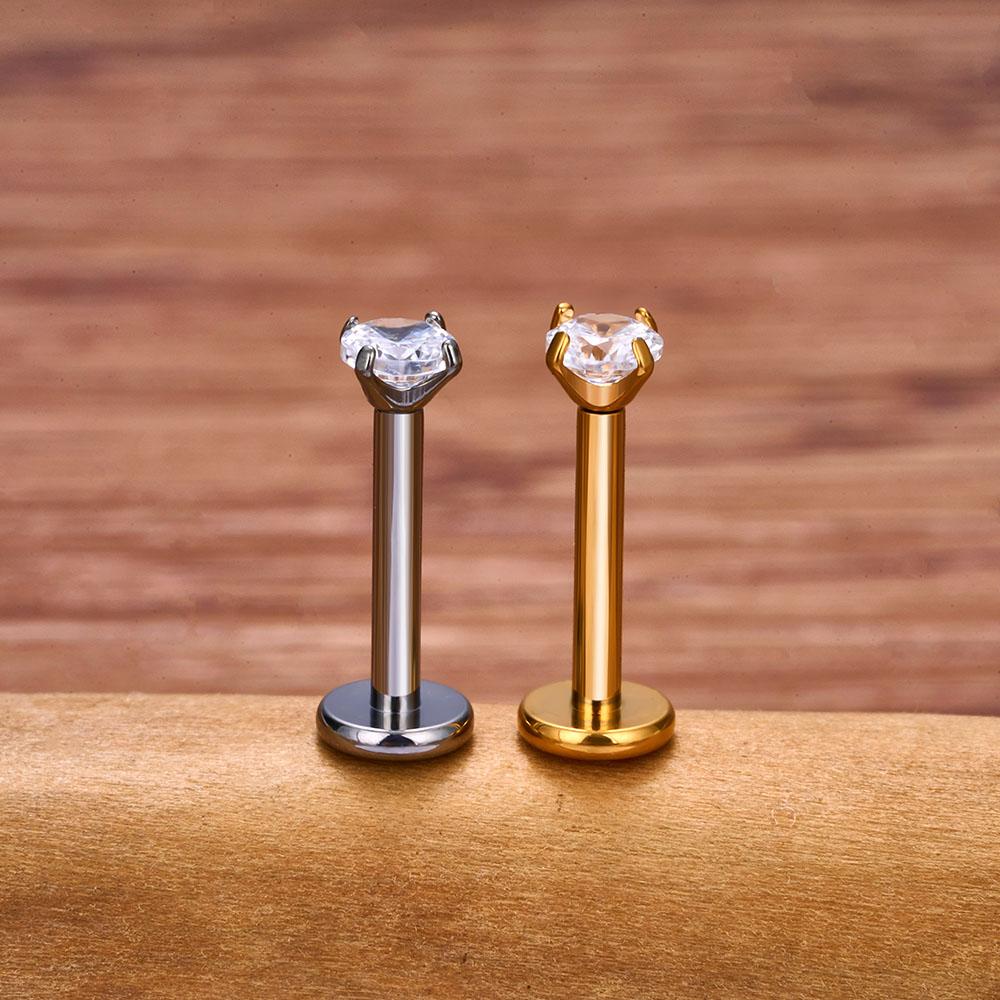 Titan G23 Ohrknorpel Nagel Nasenseptum Ring Augenbrauen gebogener Stab Kopf Vier Krallen Innengewinde Perforierter Zirkon Ohrnagel