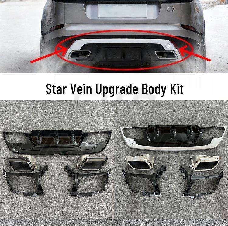 Rear Bumper and Front Face Kit with Square Exhaust Tailpipe for Land Rover Range Rover Velar