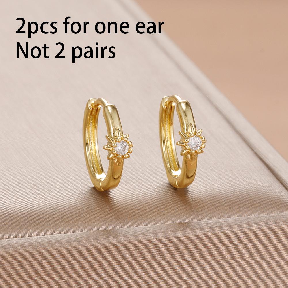 Exquisite Multicolor Crystal Flower Hoop Earrings for Women Girl Stainless Steel Fashion Korean Wedding Romantic Jewelry Gifts