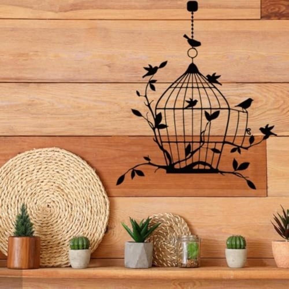Rust Proof Coating Wall Decor Birdcage Pattern Metal Sign High Quality Metal Wall Art  Living Room