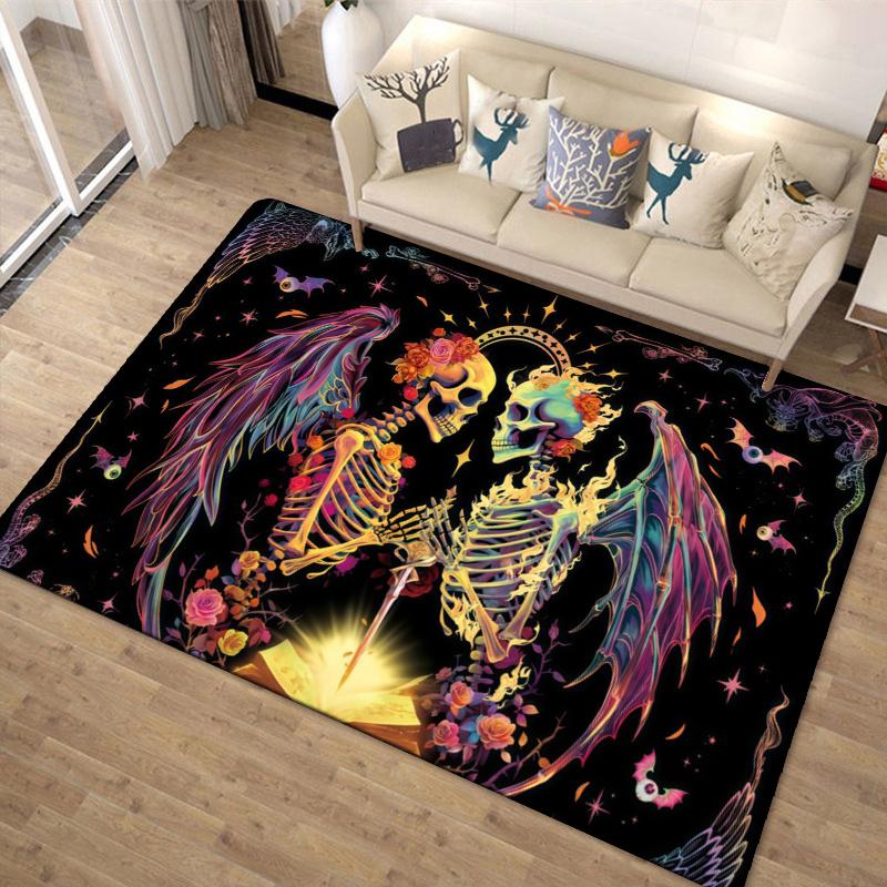 Love u to the Death Skull ( Carpet Rug for Living Room Bedroom Home Sofa Decoration,Kids play Non-slip Floor Mat