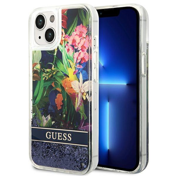 Guess Guhcp14Mlflsb Iphone 14 Plus / 15 Plus 6.7 Niebieski/Blue Hardcase Flower Liquid Glitter