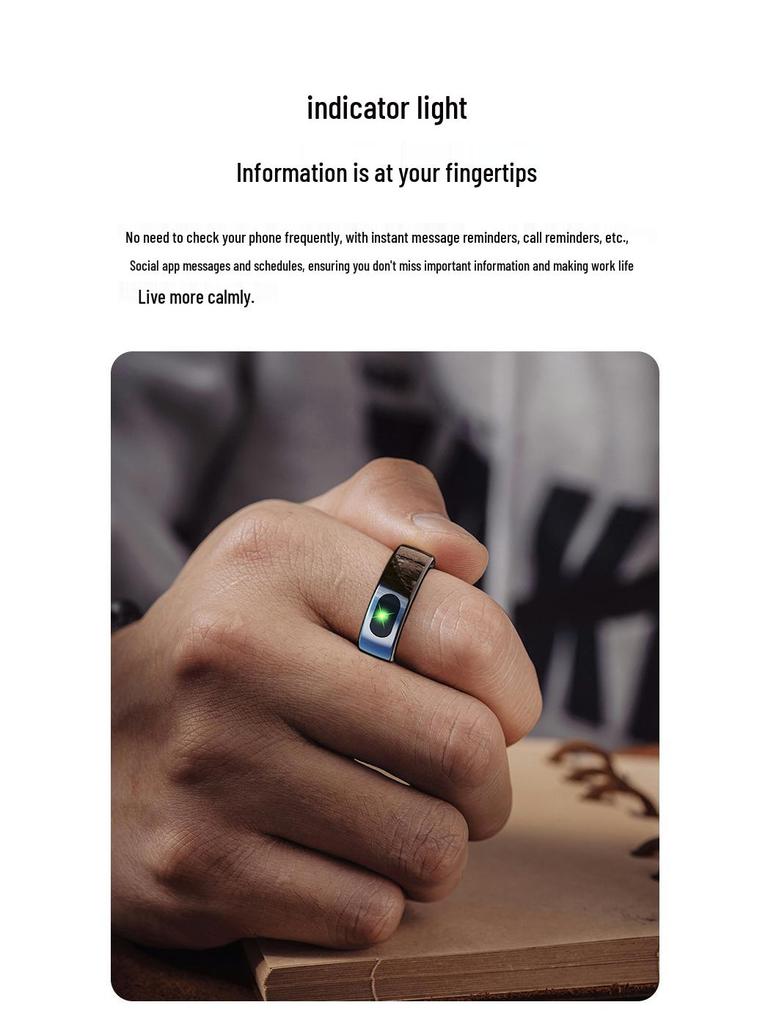 QRING R08 Smart Ring: Wodoodporny z monitorowaniem tlenu we krwi, snu, tętna, alertami o wiadomościach, sterowaniem gestami.