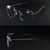 Blaulicht Lesebrille Für Männer Und Frauen Mode Business Brille Randlos Metall Extra Groß Silber +1 1.5 2 2.5 3 3.5