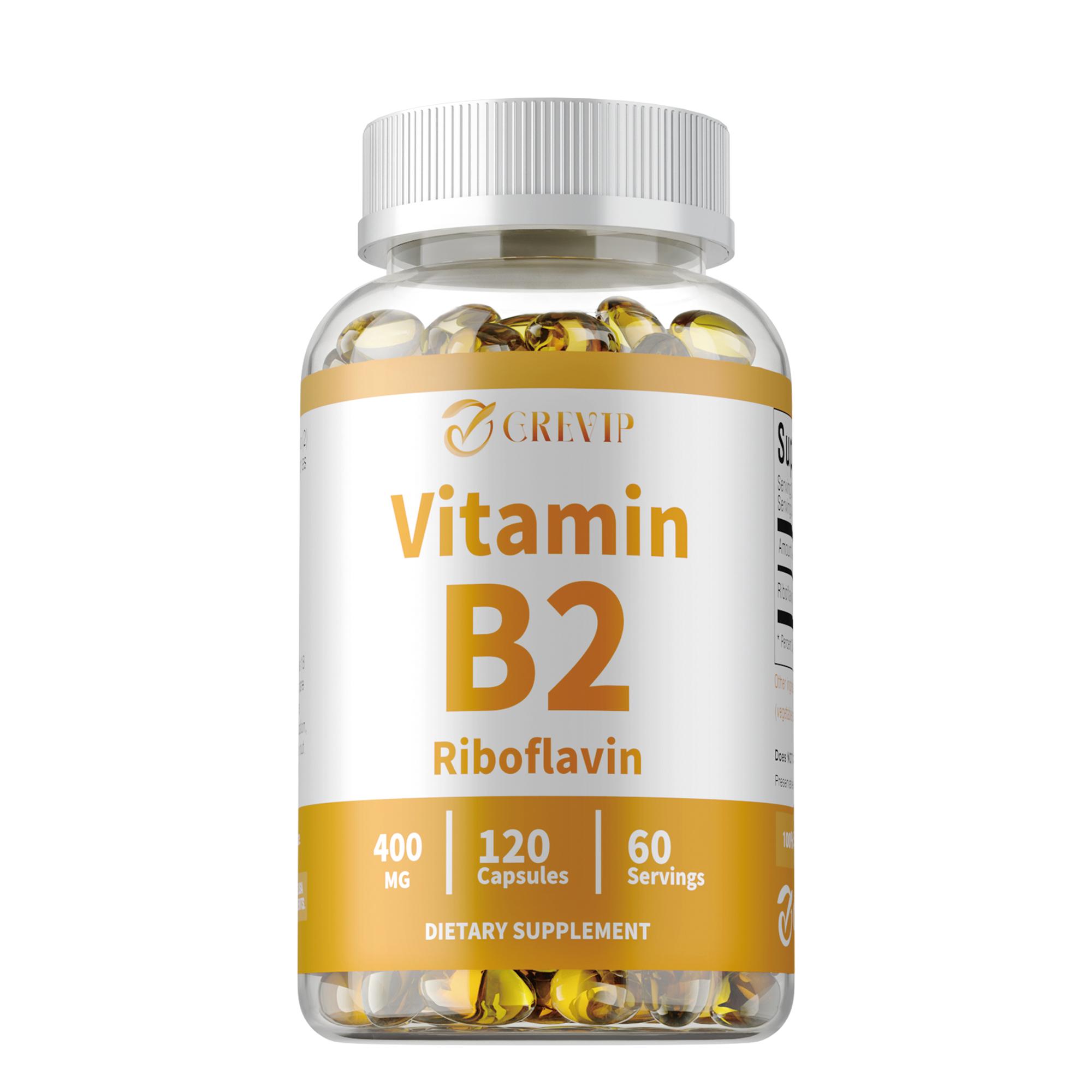 Premium Vitamin B2 Riboflavin Softgels, 400 mg per serving, support energy and metabolic health, and relieve fatigue. 120