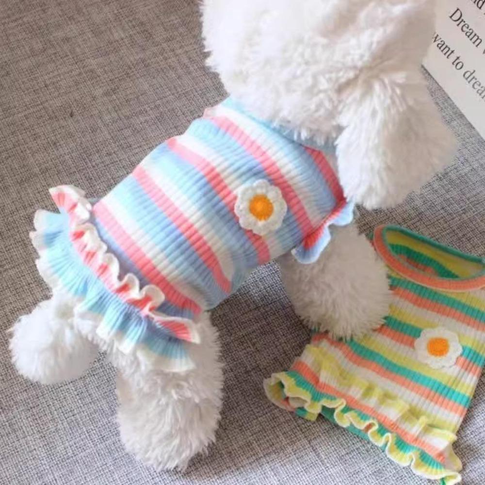 

Comfortable Puppy Clothes Soft Pet Dog Dress Durable Dog Striped T Shirt Cat S-Style A