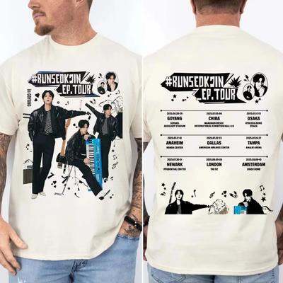Jin Runseokjin EP Tour 2025 Camiseta Moda Manga Curta Algodão Masculino Feminino Camisetas Cantor Coreano Novo Álbum Echo Camiseta Gráfica