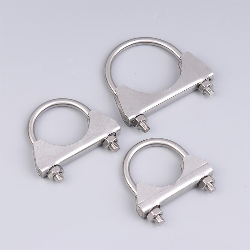 Śruba U ze stali nierdzewnej 304, nieregularna śruba z przegrodą i nakrętką M8, zacisk rury wydechowej