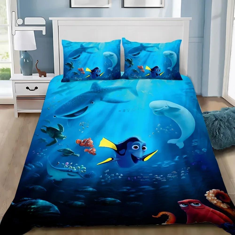 Cartoon Duvet Cover Pillowcase Bedding Set Finding NemoS Adult Boy Girl Bedroom Decoration Children Single Double Large Size